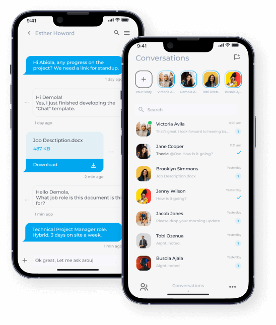 Social network: smartphone chat interface